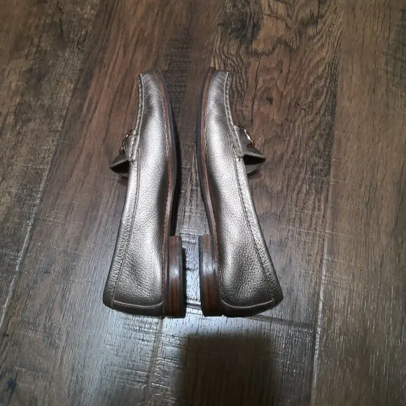 Carvela Metallic Leather Comfortable Loafers Golden Accent Size US 6.5-7/EU 37