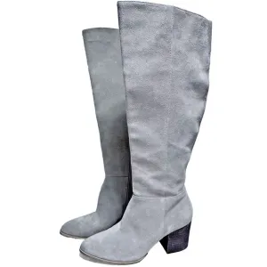 Caslon Women's Knee High Boots 3&quot; Heel Taupe Beige Suede Size 8.5 - EUC
