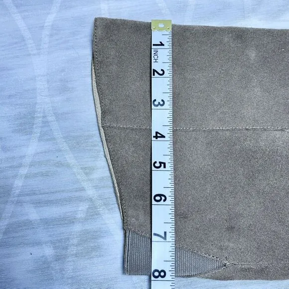 Caslon Women's Knee High Boots 3&quot; Heel Taupe Beige Suede Size 8.5 - EUC