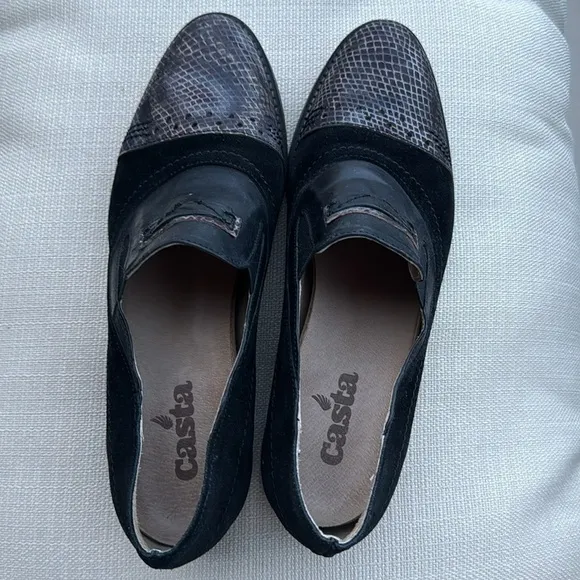 CASTA loafers Anthropologie leather sz 40 women’s 8.5 / 9 black suede