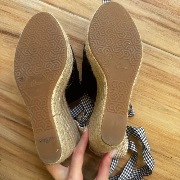 Castañer - Black and White Gingham Wedge Espadrilles - used once