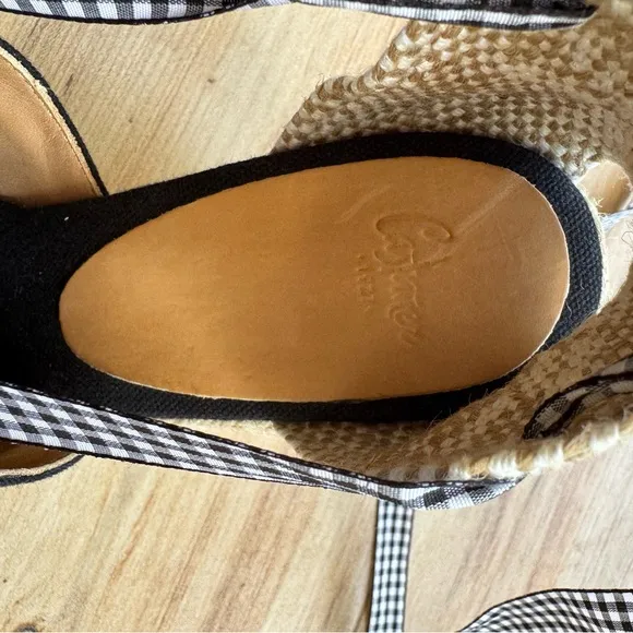 Castañer - Black and White Gingham Wedge Espadrilles - used once