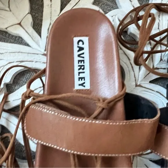 Caverley Leather Ankle Wrap Sandals Shoes Women’s 37  US 7 NEW