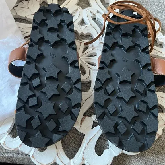 Caverley Leather Ankle Wrap Sandals Shoes Women’s 37  US 7 NEW