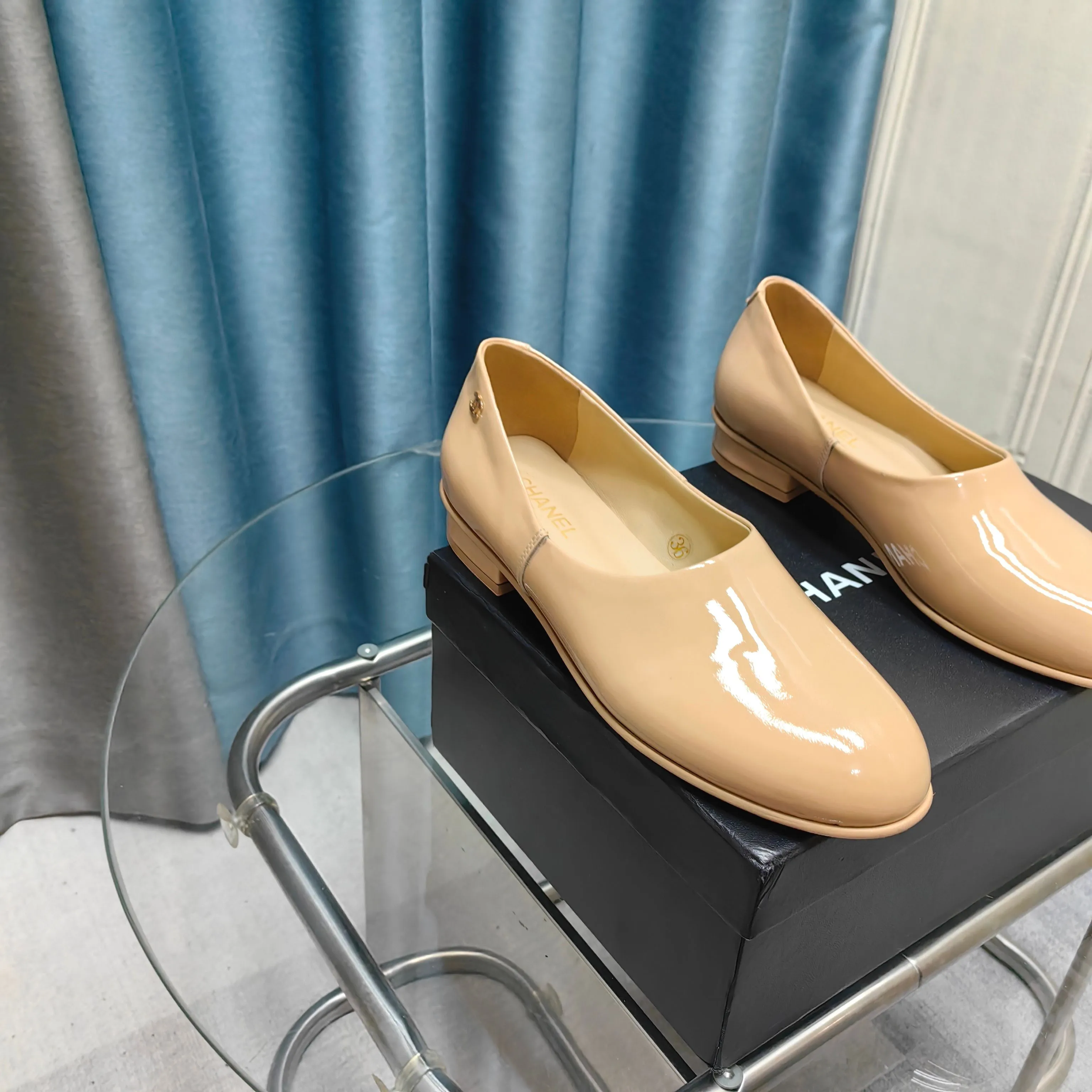 CC 25C Loafer Beige Patent Calfskin