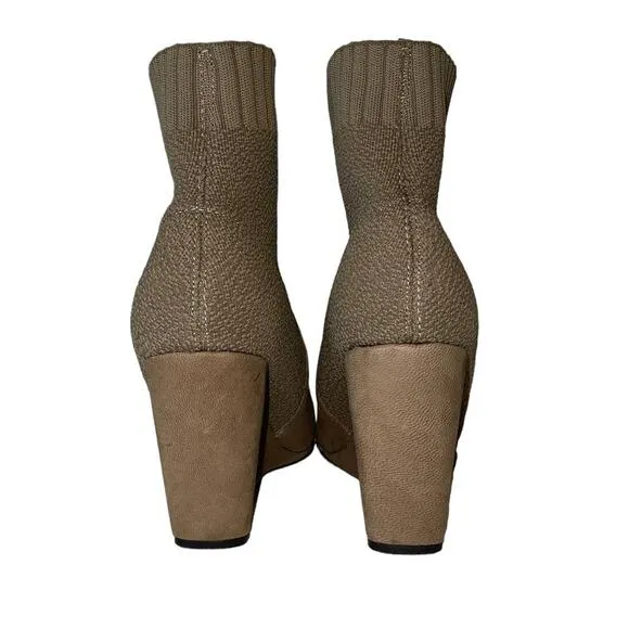 Cecilia New York Renata Brownish Tan Wedge Sock Ankle Boots Size 8