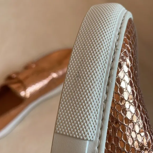 CEDRIC CHARLIER ROSEGOLD METALLIC SNAKESKIN LEATHER LOAFER SNEAKER✨