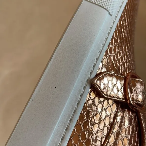 CEDRIC CHARLIER ROSEGOLD METALLIC SNAKESKIN LEATHER LOAFER SNEAKER✨
