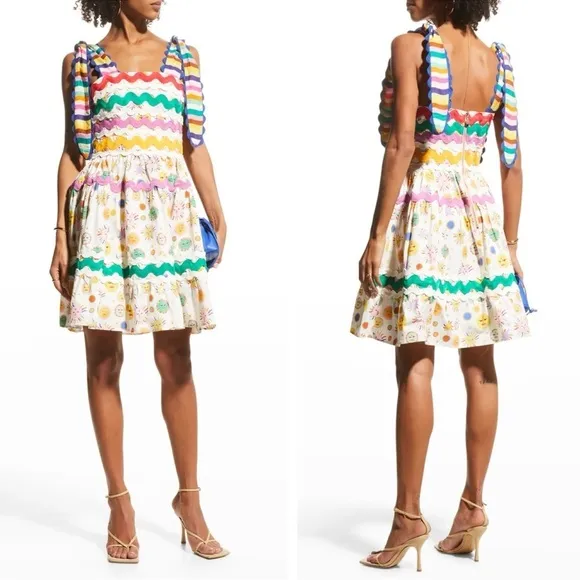 CeliaB Suhail Dress Sun Moon Print Astronomy Kitschy Whimsical Colorful size XS