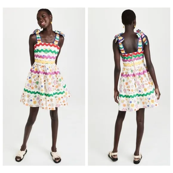 CeliaB Suhail Dress Sun Moon Print Astronomy Kitschy Whimsical Colorful size XS