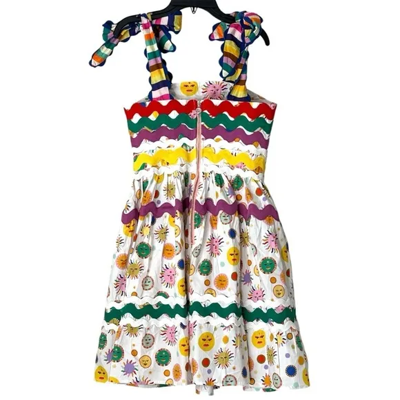 CeliaB Suhail Dress Sun Moon Print Astronomy Kitschy Whimsical Colorful size XS