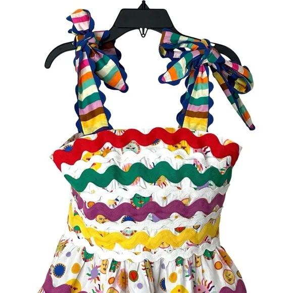 CeliaB Suhail Dress Sun Moon Print Astronomy Kitschy Whimsical Colorful size XS
