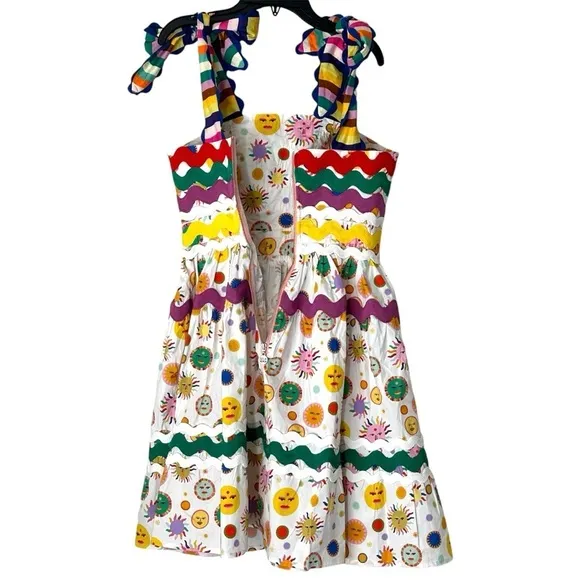 CeliaB Suhail Dress Sun Moon Print Astronomy Kitschy Whimsical Colorful size XS