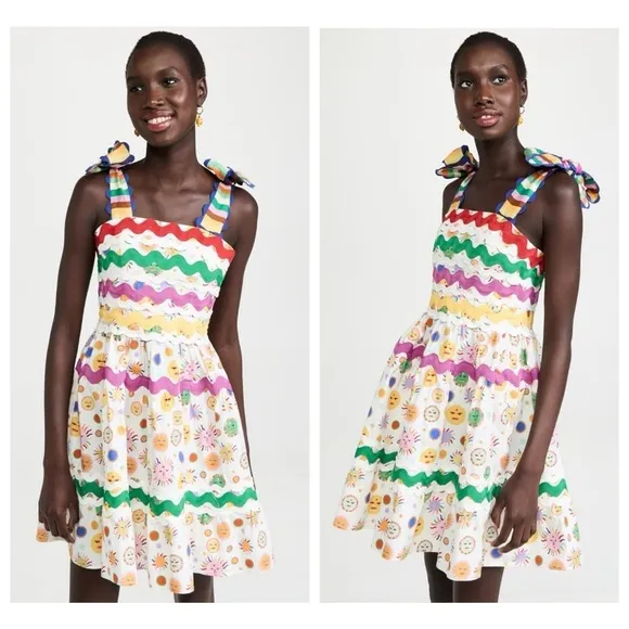 CeliaB Suhail Dress Sun Moon Print Astronomy Kitschy Whimsical Colorful size XS