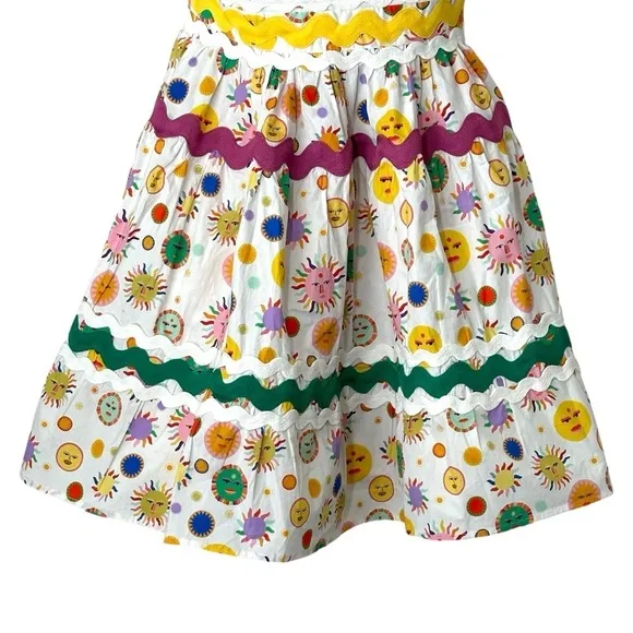 CeliaB Suhail Dress Sun Moon Print Astronomy Kitschy Whimsical Colorful size XS