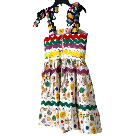 CeliaB Suhail Dress Sun Moon Print Astronomy Kitschy Whimsical Colorful size XS