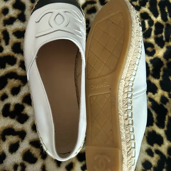 Chanel White and Black Espadrilles