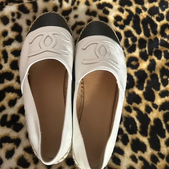 Chanel White and Black Espadrilles