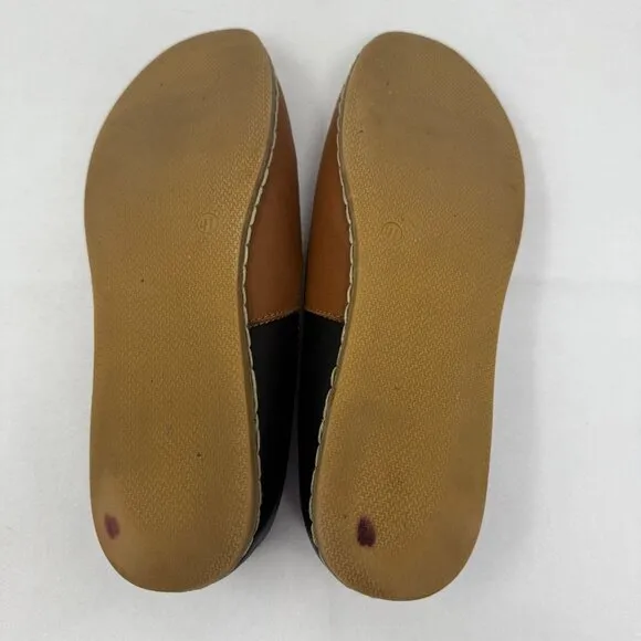 Charix Womens Brown Camel Black Slip-On Loafers Leather Shoes Size 41 EU US 9.5-