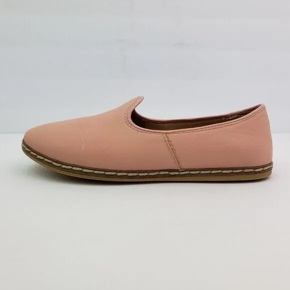 Charix Womens Size EU 38 US 8 Vintage Pink Leather Slip On Flats Loafer Shoes