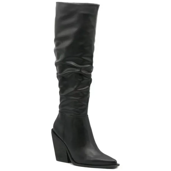 Charles by Charles David Wire Boot Black Faux Leather Slouchy Knee High
