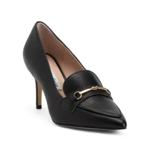 CHARLES DAVID Black Leather Ambient Heeled Horsebit Loafers