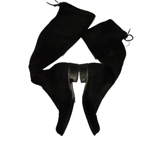 Charles David Black Velvet Knee-High Boots