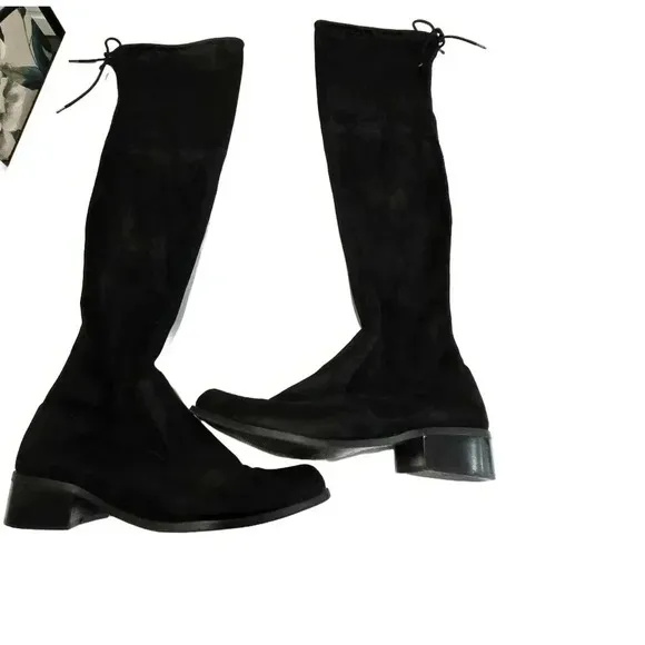 Charles David Black Velvet Knee-High Boots