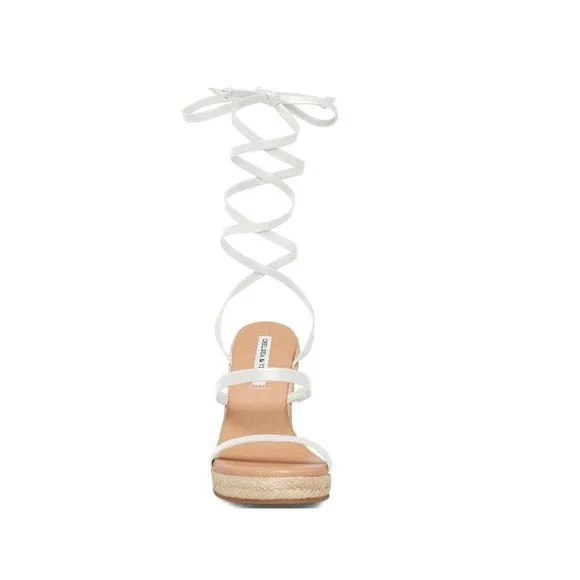 Chelsea &amp; Violet Mariah Ankle Wrap Espadrille Wedge Sandals - White - 9.5