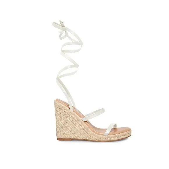 Chelsea &amp; Violet Mariah Ankle Wrap Espadrille Wedge Sandals - White - 9.5