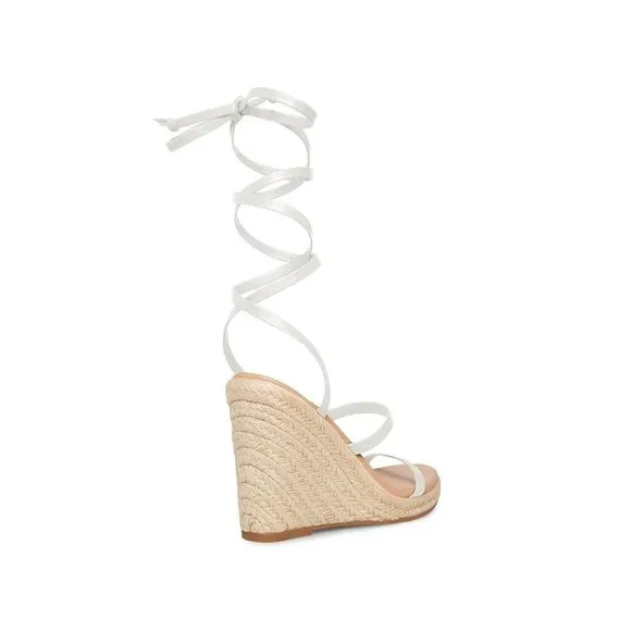 Chelsea &amp; Violet Mariah Ankle Wrap Espadrille Wedge Sandals - White - 9.5