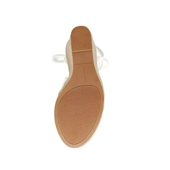 Chelsea &amp; Violet Mariah Ankle Wrap Espadrille Wedge Sandals - White - 9.5