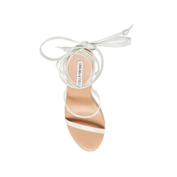 Chelsea &amp; Violet Mariah Ankle Wrap Espadrille Wedge Sandals - White - 9.5
