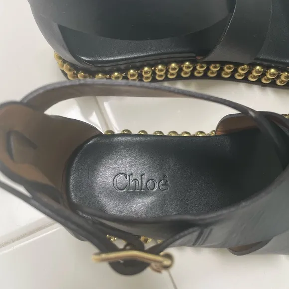 Chloé Sawyer Studded Leather Wrap Gladiator Sandals - Black