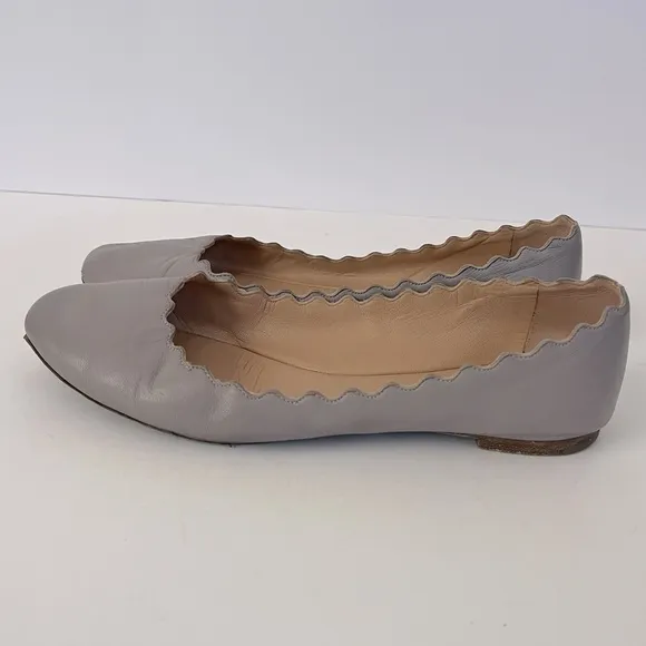 Chloe Gray Lauren Ballerina Flats Scalloped Edges Size 36 (6)