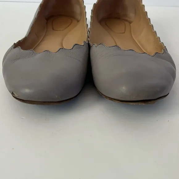 Chloe Gray Lauren Ballerina Flats Scalloped Edges Size 36 (6)