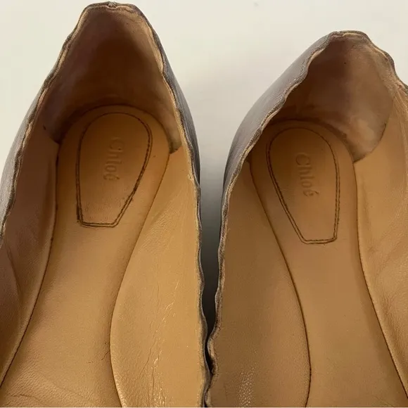 Chloe Gray Lauren Ballerina Flats Scalloped Edges Size 36 (6)