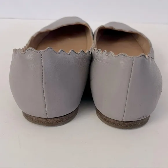 Chloe Gray Lauren Ballerina Flats Scalloped Edges Size 36 (6)