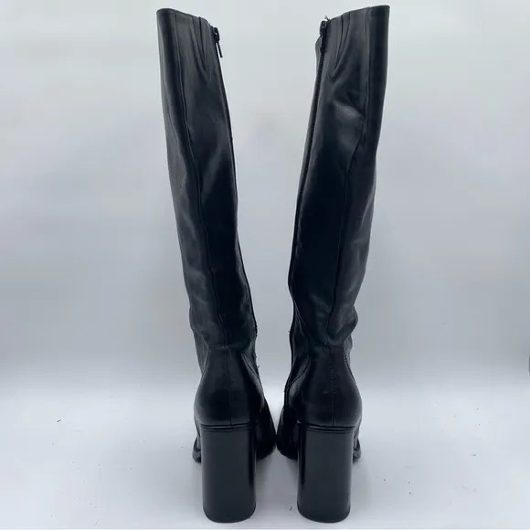Chocolat Blu Women’s 39 Black Leather Heeled Knee High Boots