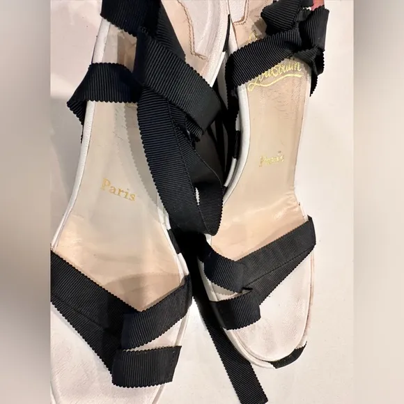 Christian Louboutin Black Ribbon Sandals 38.5eu 8.5