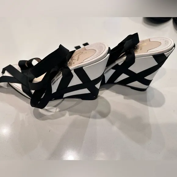 Christian Louboutin Black Ribbon Sandals 38.5eu 8.5