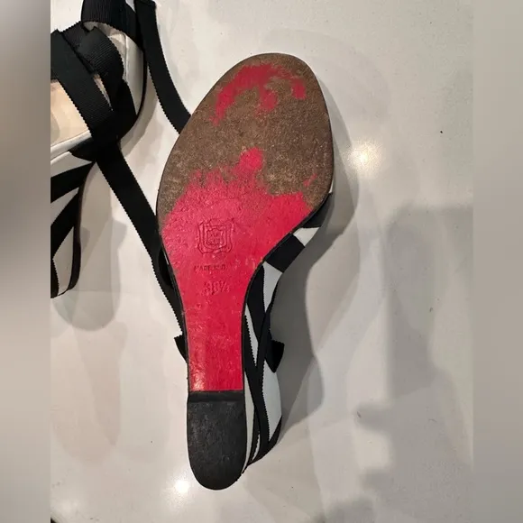 Christian Louboutin Black Ribbon Sandals 38.5eu 8.5