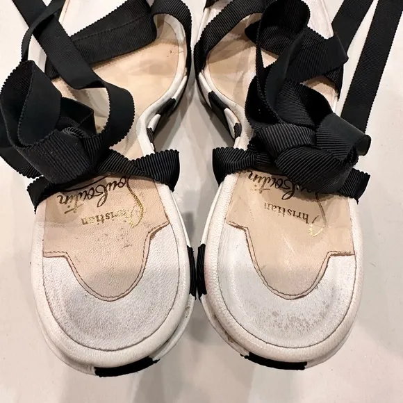 Christian Louboutin Black Ribbon Sandals 38.5eu 8.5