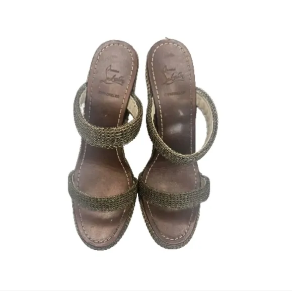 Christian Louboutin Bronze Mesh Metal Cadena 140 Espadrille EU Size 39/ US 9