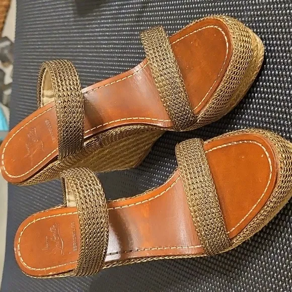 Christian Louboutin Bronze Mesh Metal Cadena 140 Espadrille EU Size 39/ US 9