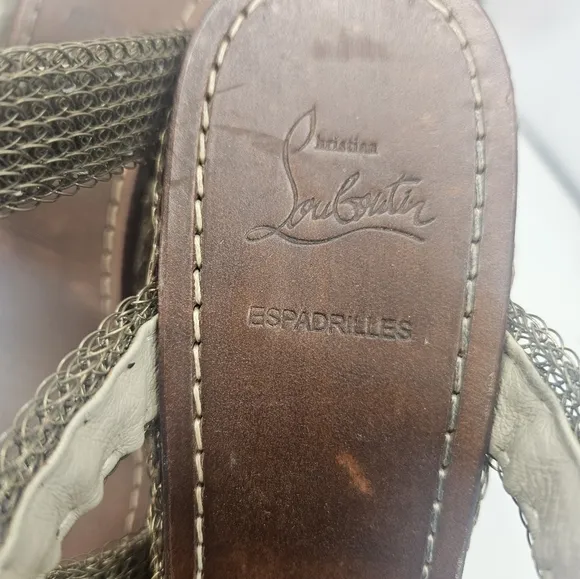Christian Louboutin Bronze Mesh Metal Cadena 140 Espadrille EU Size 39/ US 9