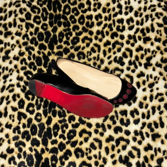christian louboutin red bottom black ballet flats