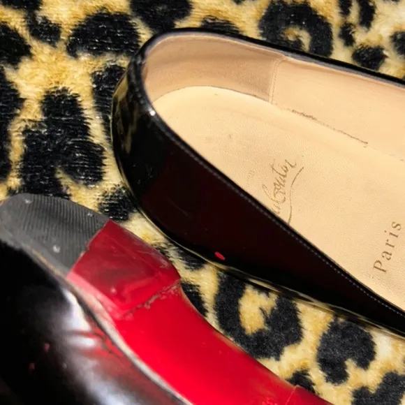 christian louboutin red bottom black ballet flats