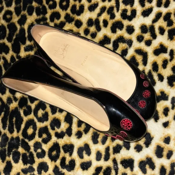christian louboutin red bottom black ballet flats