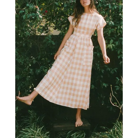 Christy Dawn The Jane Midi Plaid Short-Sleeve Dress